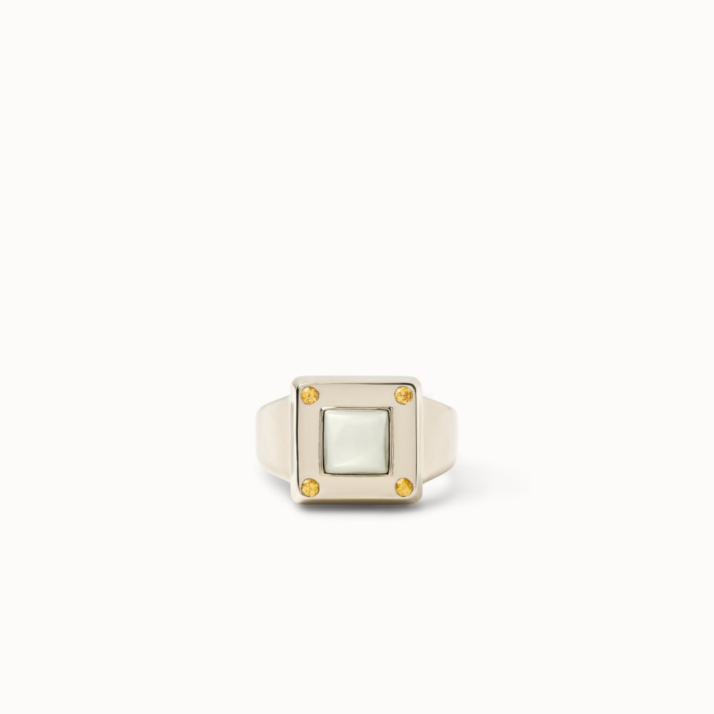 Genta Ring Greige Gold, Mother-Of-Pearl & Yellow Sapphires