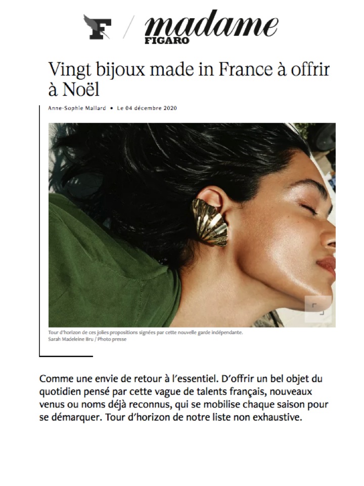 Madame Le Figaro web 4 décembre 2020 Vingt Bijoux Made in France à offrir à Noël Anne-Sophie Mallard AD.ORNEM